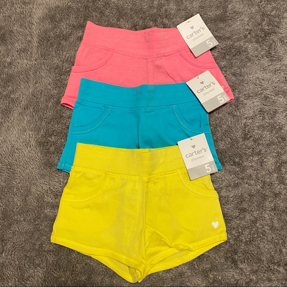👧!HP!💜 Bundle of 3 Girls Carter’s Shorts Size 5 New